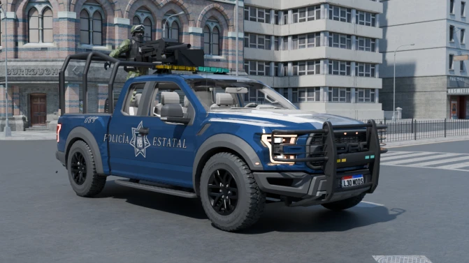 Mod Ford F-150 Raptor Polícia — Brazilian Police Pickup Mod for PBS - Vista Principal/Lateral (Proton Bus Simulator)