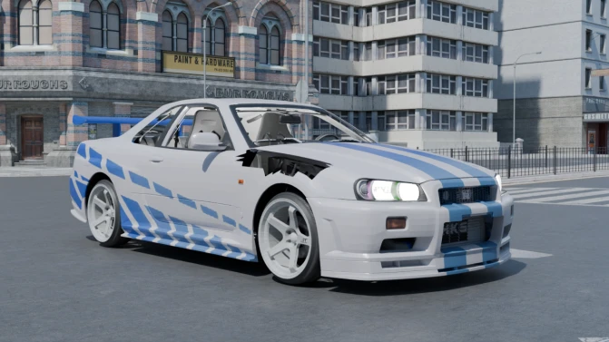 Mod Nissan Skyline R34 GT-R — JDM Sports Coupe Car Mod for PBS - Vista Principal/Lateral (Proton Bus Simulator)