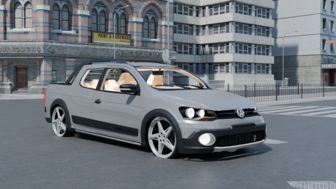 Mod Volkswagen Saveiro Cross Arqueado — Pickup Car Mod - Vista Principal/Lateral (Proton Bus Simulator)
