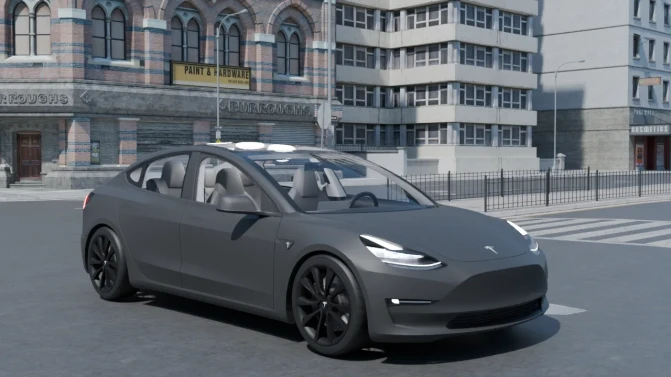 Mod Tesla Model 3 EV Sedan – Proton Bus Simulator Car Mod - Vista Principal/Lateral (Proton Bus Simulator)