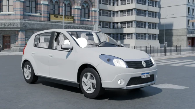 Mod Renault Sandero Hatch – Proton Bus Simulator Car Mod - Vista Principal/Lateral (Proton Bus Simulator)
