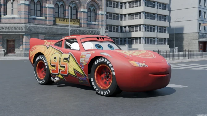 Mod Lightning McQueen – Proton Bus Simulator Fun Car Mod - Vista Principal/Lateral (Proton Bus Simulator)